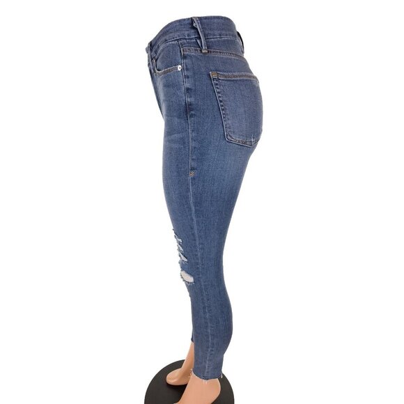 Good American Good Waist High Waist Ripped Skinny Jeans Size 25 0 XS Blue - Picture 4 of 10